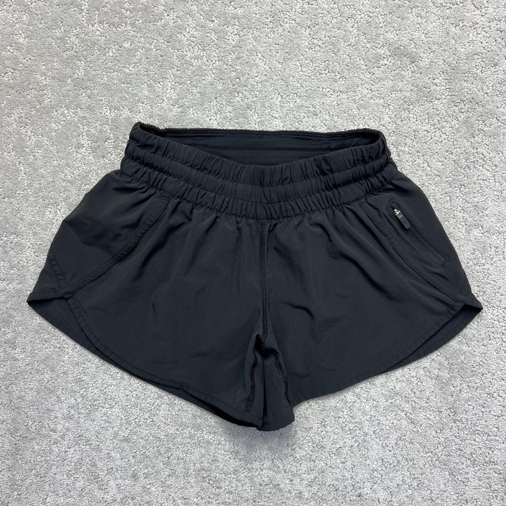 Lululemon Tracker Shorts Womens Size 6 Black V 4" Active Running Gym Lined